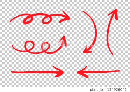 Handwritten arrow set _ red 134926041