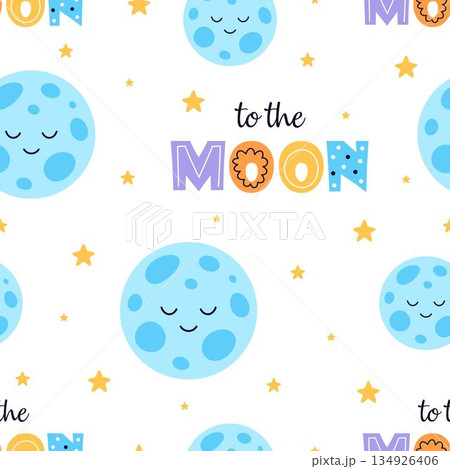 cartoon seamless pattern with moon 134926406