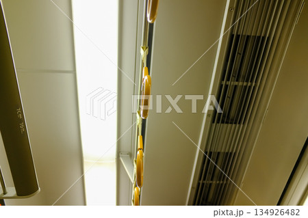 The inside view of Japan train. Train interior scene. Japan public transportation. Travel concept. 134926482
