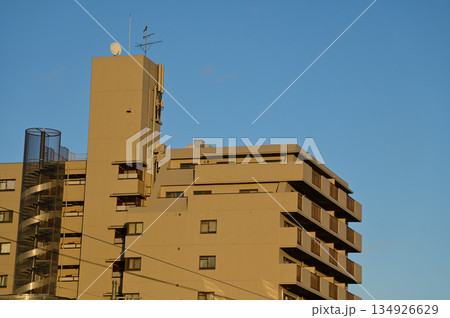 Close-up of TV Outdoor Antenna Receiver on roof house in Kyoto, Japan. Streetscape in Japan. Close-up of TV Outdoor Antenna Receiver on roof house in Kyoto, Japan. Streetscape in Japan. 134926629