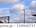 The streetlight in train station in Kyoto Japan with blue cloudy sky. Nature and cityscape. 134926737