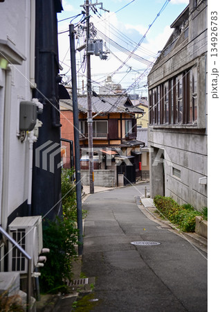 Kyoto street scene in rural area. The cityscape of Kyoto in Kansai region in Japan. Cityscape and travel concept. 134926783