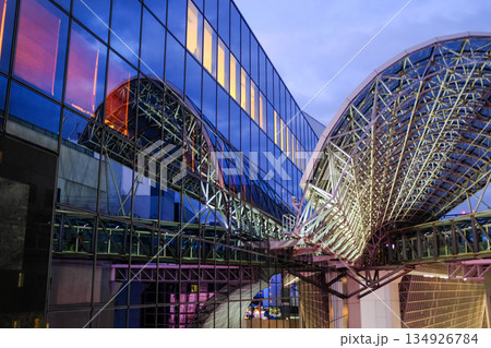Kyoto Station at sunset, Japan. Building exterior, building abstract.  134926784