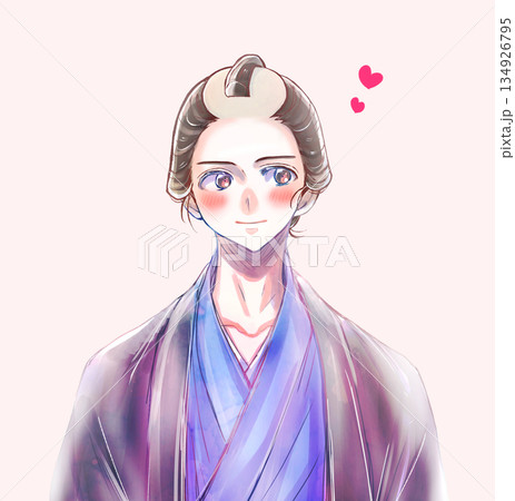 着物を着た男性　江戸時代　バストアップ　恋愛 134926795