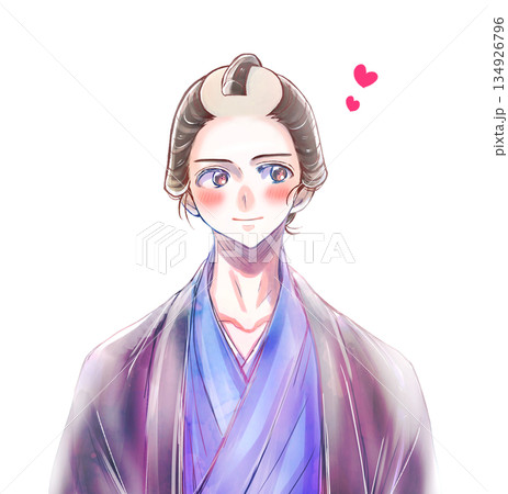 着物を着た男性　江戸時代　バストアップ　恋愛 134926796