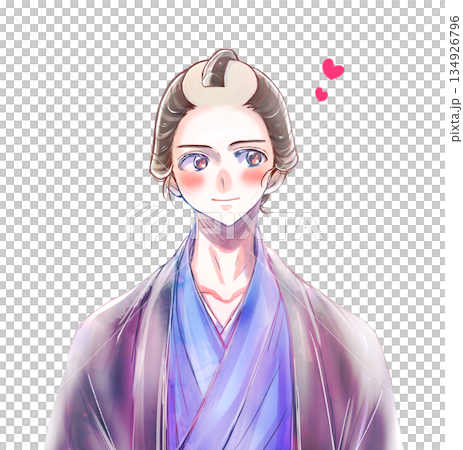 着物を着た男性　江戸時代　バストアップ　恋愛 134926796