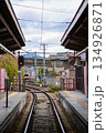 The train station in Arashiyamn, Kyoto, Japan with cloudy sky, Japan Transportation system. Travel concept. 134926871