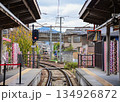 The train station in Arashiyamn, Kyoto, Japan with cloudy sky, Japan Transportation system. Travel concept. 134926872