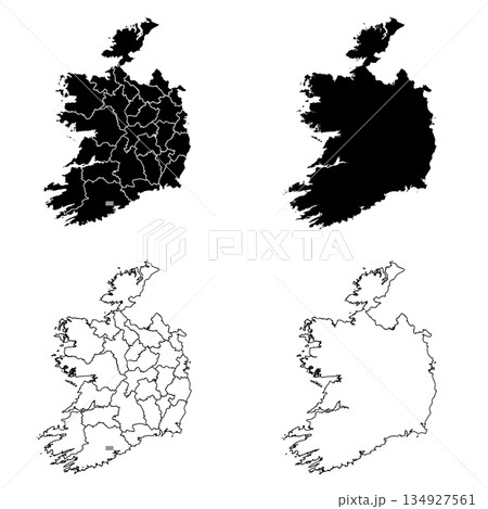 Ireland Outline and Solid Fill Map Set. Ireland Outline and Solid Fill Map Set. 134927561