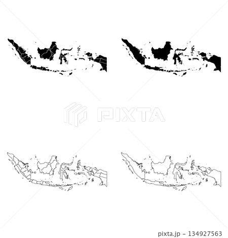 Indonesia Outline and Solid Fill Map Set. Indonesia Outline and Solid Fill Map Set. 134927563