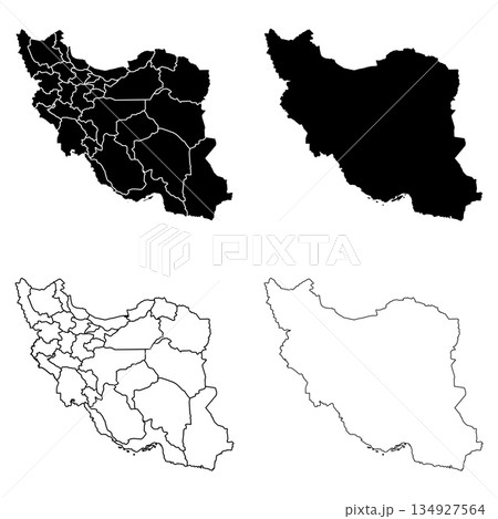 Iran Outline and Solid Fill Map Set. 134927564