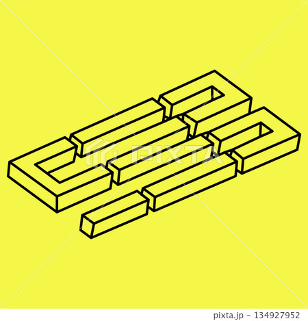 Impossible object. Optical illusion figure. 3d illustration. Geometric shapes. Impossible object. Optical illusion figure. 3d illustration. Geometric shapes. 134927952