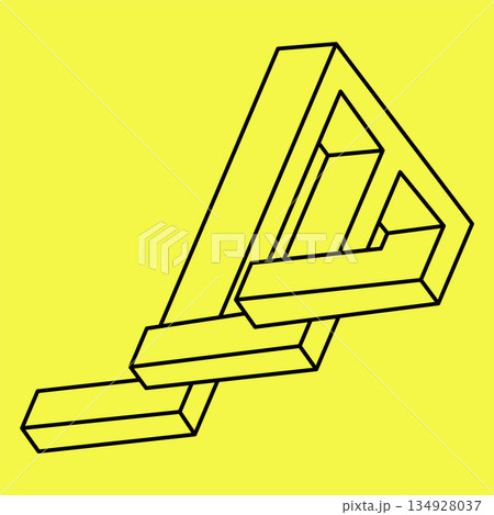 Geometric shape optical illusion. Illusion geometrical symbol. Impossible creative art. Paradox geometry vector illustration. Optical art. Line art.  134928037
