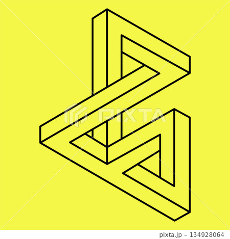Impossible optical illusion shape. Op art object. Impossible figures. Sacred geometry. Line art.  134928064