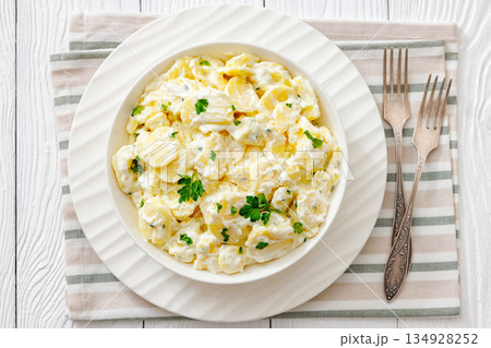 german potato salad in a bowl, close-up german potato salad in a bowl, close-up 134928252