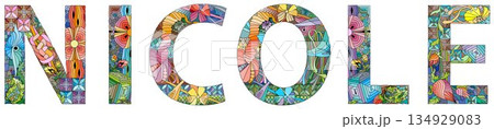 Female name NICOLE. Vector decorative object 134929083