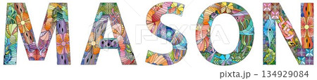 Male name MASON. Vector decorative object Male name MASON. Vector decorative object 134929084