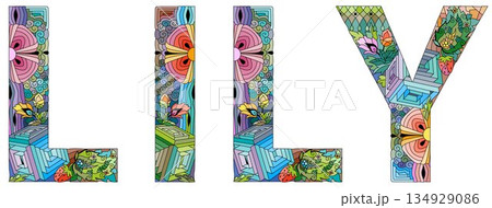 Female name LILY. Vector decorative object 134929086