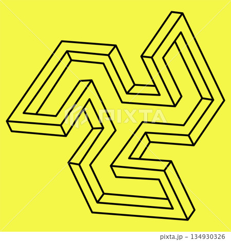 Impossible form. Vector illustration. Line design. Optical illusion. Op art.  134930326