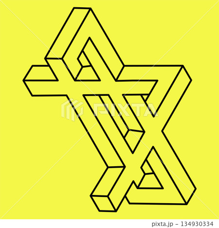 Impossible object. Optical illusion. 3d illustration. Line art. Optical art. Impossible object. Optical illusion. 3d illustration. Line art. Optical art. 134930334