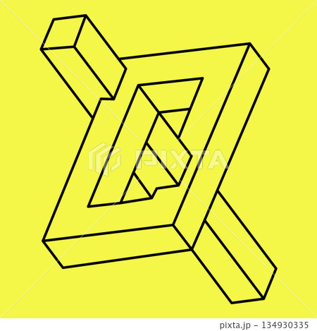 Impossible object. Optical illusion. 3d vector illustration. Line art. Op art. Impossible object. Optical illusion. 3d vector illustration. Line art. Op art. 134930335