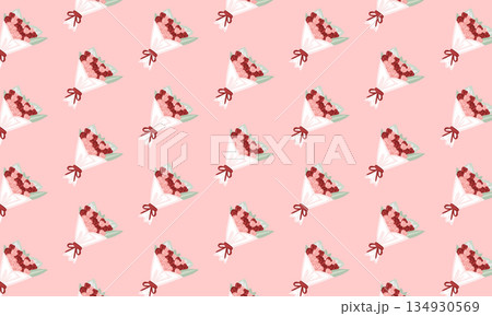 Seamless Rose Flower Bouquet Pattern for Valentine Day 134930569