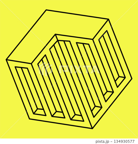 Impossible geometric shape in the style of linear contours. Emblem logo, monochrome trendy geometric illustration. Vector hipster element. Optical illusion. Impossible geometric shape in the style of linear contours. Emblem logo, monochrome trendy geometric illustration. Vector hipster element. Optical illusion. 134930577