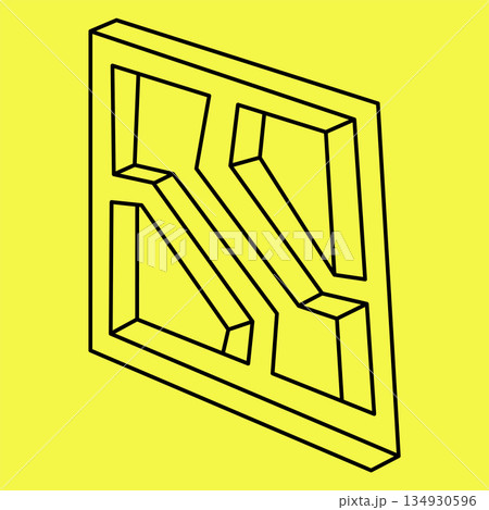 Impossible cube, web design element. Vector illustration. Optical illusion.  134930596