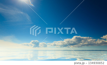 Beautiful seascape sea horizon and sky. 134930852