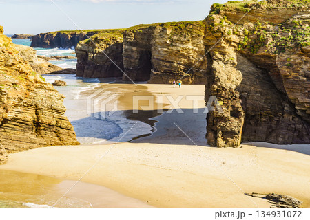 Ocean at low tide. Cathedrals Beach in Galicia Spain. Ocean at low tide. Cathedrals Beach in Galicia Spain. 134931072