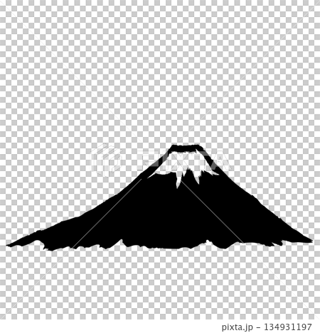 Monochrome illustration of Mt. Fuji drawn with a brush 134931197