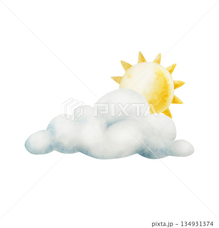 Summer air clouds with yellow ink shiny sun. Watercolor pastel cotton candy frame. Hand drawn illustration isolated on background, transparent png. Cartoon illustration. Baby shower design elements Summer air clouds with yellow ink shiny sun. Watercolor pastel cotton candy frame. Hand drawn illustration isolated on background, transparent png. Cartoon illustration. Baby shower design elements 134931374