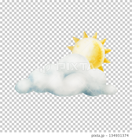 Summer air clouds with yellow ink shiny sun. Watercolor pastel cotton candy frame. Hand drawn illustration isolated on background, transparent png. Cartoon illustration. Baby shower design elements Summer air clouds with yellow ink shiny sun. Watercolor pastel cotton candy frame. Hand drawn illustration isolated on background, transparent png. Cartoon illustration. Baby shower design elements 134931374