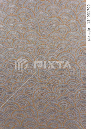 Gray-violet brocade fabric texture with wave pattern and metallic pink lurex, textile collection 134931700