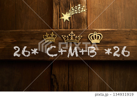 Chalking the door blessing for epiphany three kings 134931919