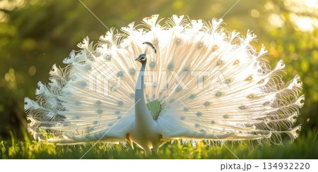 white peacock in daylight sunny day 134932220