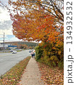 赤く色づく紅葉と歩道の風景 134932532