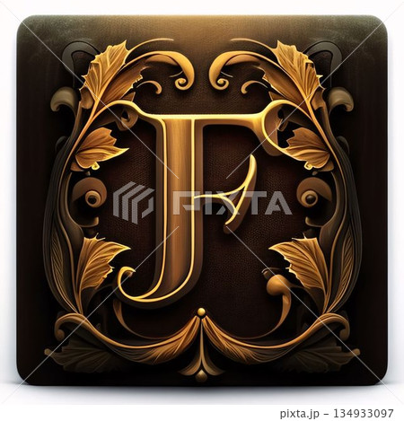 Luxury letter in the style of Baroque. 3d letter F 134933097