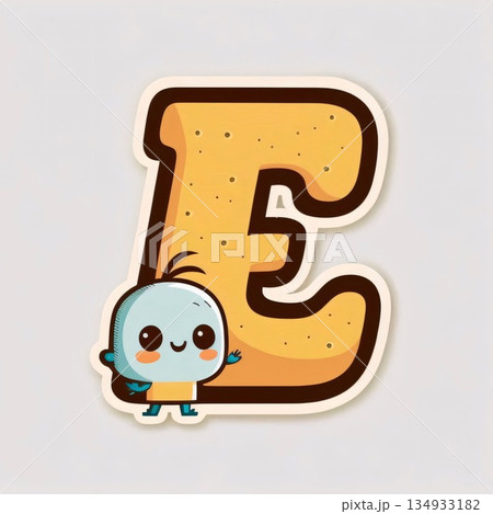 Cute Cartoon Letter E with a Ghost. Vector Illustration. Cute Cartoon Letter E with a Ghost. Vector Illustration. 134933182