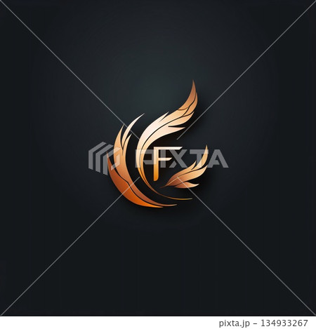 Initial letter F logo with feather gold vector design template elements for your business. Initial letter F logo with feather gold vector design template elements for your business. 134933267