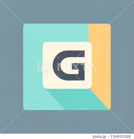 Letter G icon with long shadow, flat design. Vector illustration. 134933308