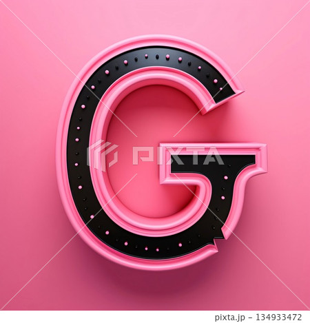 pink letter G on a pink background. 3d rendering. 134933472