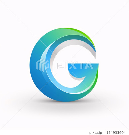 3D blue and green letter G isolated on white background. Vector design template elements for your application or corporate identity. 134933604