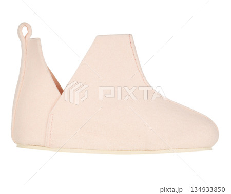 Soft Pink Felt Slipper Bootie Shoe 134933850