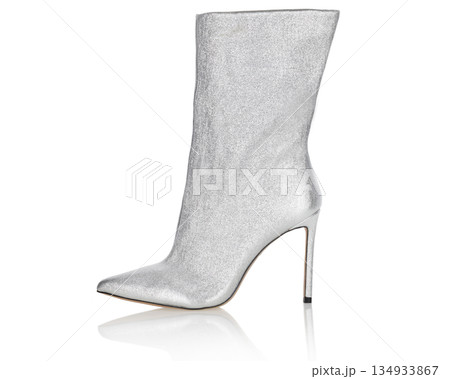 Silver Glitter High Heel Stiletto Boot 134933867