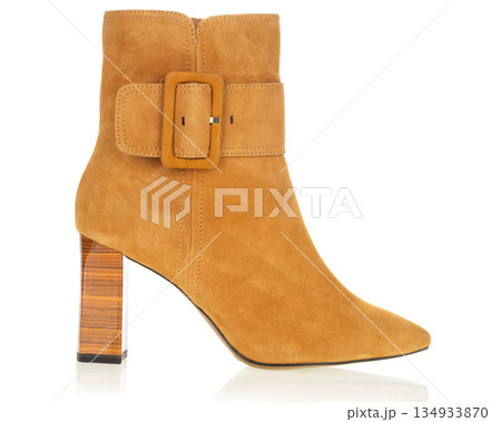 Tan Suede Ankle Boot Buckle Detail 134933870