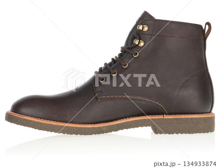 Mens Dark Brown Leather Lace-Up Boot 134933874