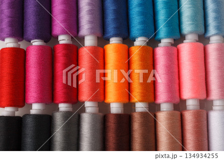 Set of colorful spools of thread Set of colorful spools of thread 134934255