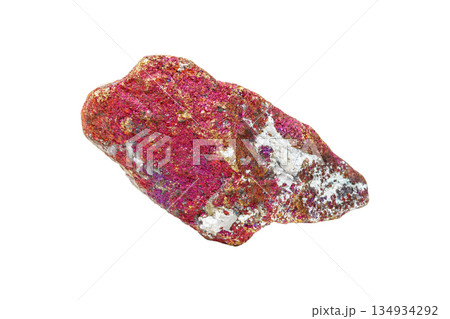 Chalcopyrite mineral stone in the rock on a white background 134934292
