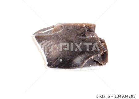 Flint mineral stone in the rock on a white background 134934293